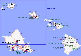 carte de Archipel de Hawaii en anglais