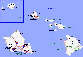 carte de Archipel de Hawaii en anglais