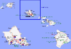 carte de Archipel de Hawaii en anglais