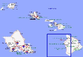 carte de Archipel de Hawaii en anglais