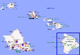 carte de Archipel de Hawaii en anglais