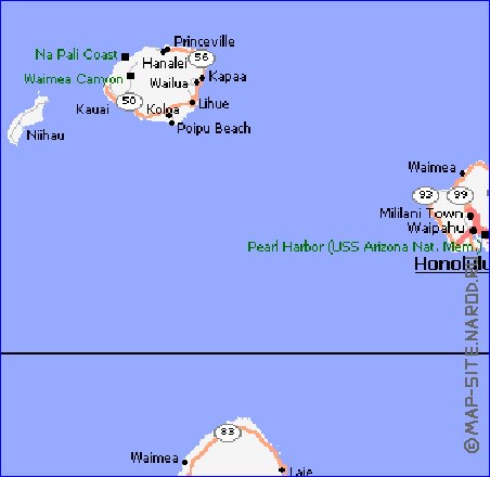 carte de Archipel de Hawaii en anglais