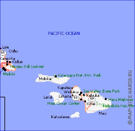 carte de Archipel de Hawaii en anglais