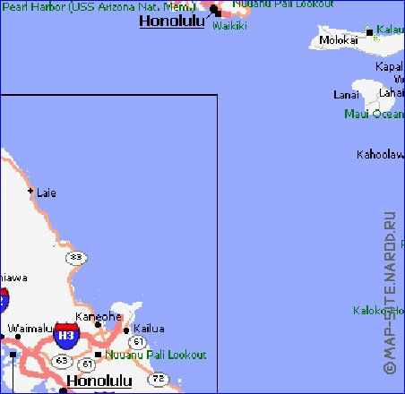 carte de Archipel de Hawaii en anglais