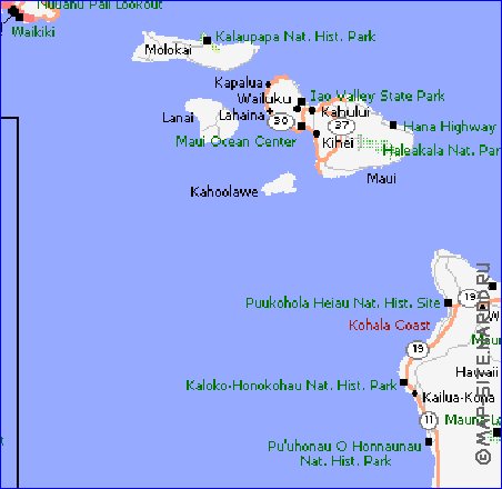 carte de Archipel de Hawaii en anglais