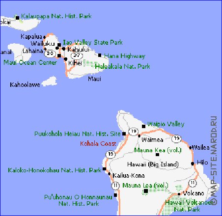 carte de Archipel de Hawaii en anglais