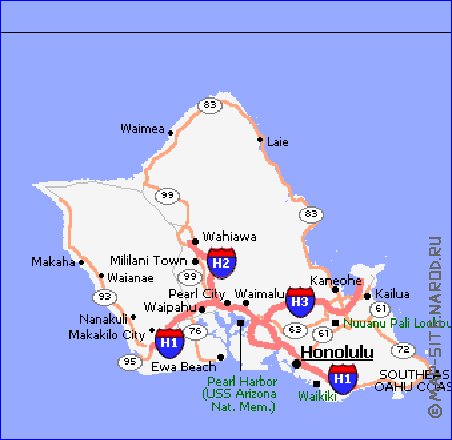 carte de Archipel de Hawaii en anglais