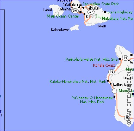 carte de Archipel de Hawaii en anglais