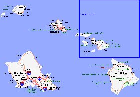 carte de Archipel de Hawaii en anglais