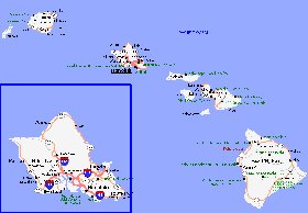 carte de Archipel de Hawaii en anglais