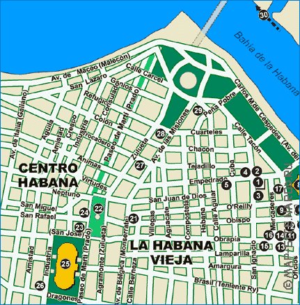 mapa de Havana em espanhol