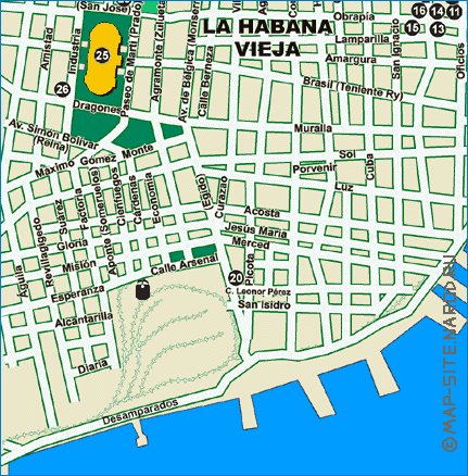 mapa de Havana em espanhol