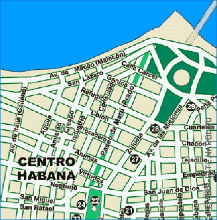 mapa de Havana em espanhol