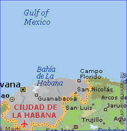 carte de  la province Province de La Habana