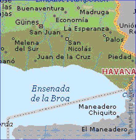 carte de  la province Province de La Habana