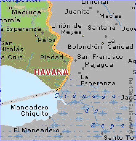 carte de  la province Province de La Habana