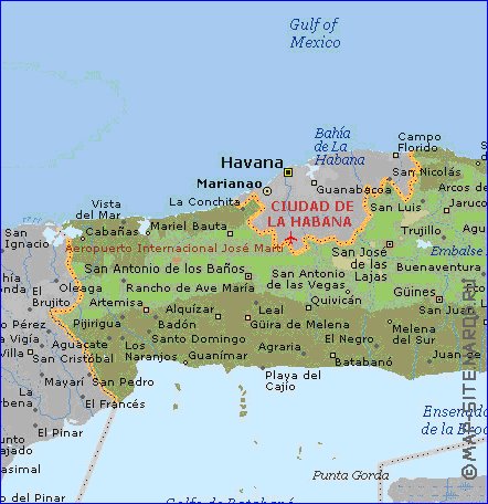 carte de  la province Province de La Habana