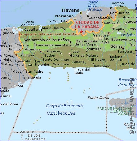 carte de  la province Province de La Habana