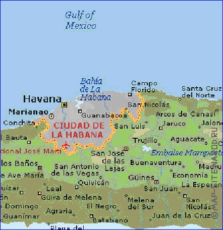 carte de  la province Province de La Habana