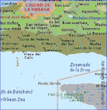 carte de  la province Province de La Habana