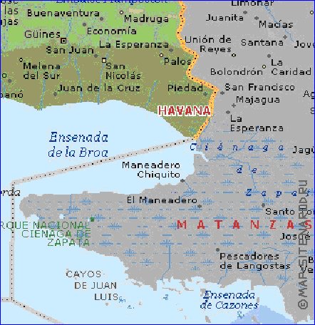 carte de  la province Province de La Habana