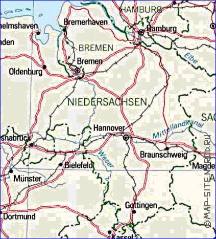 Administrativa mapa de Alemanha em ingles