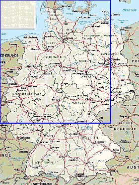Administrativa mapa de Alemanha em ingles