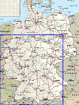 Administrativa mapa de Alemanha em ingles