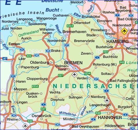 Administratives carte de Allemagne en allemand