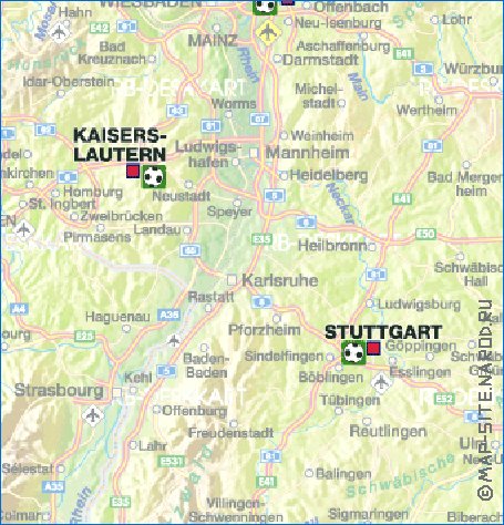 carte de des routes Allemagne en allemand