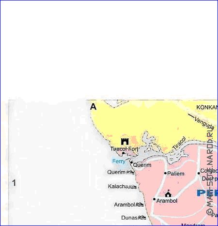 Administrativa mapa de Goa em ingles