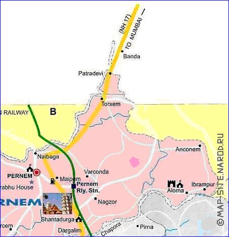 Administrativa mapa de Goa em ingles