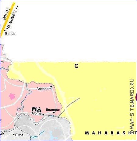 Administratives carte de Goa en anglais