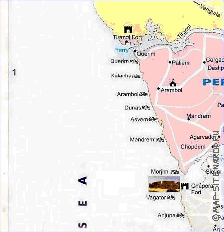 Administrativa mapa de Goa em ingles