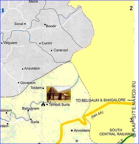 Administrativa mapa de Goa em ingles