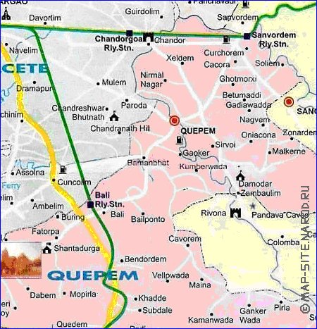 Administrativa mapa de Goa em ingles