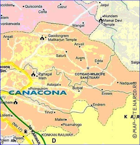 Administratives carte de Goa en anglais