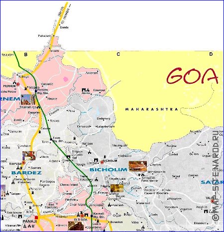 Administratives carte de Goa en anglais