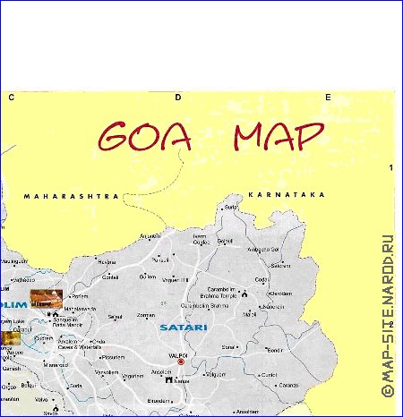 Administrativa mapa de Goa em ingles