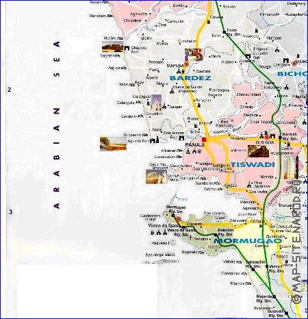 Administrativa mapa de Goa em ingles