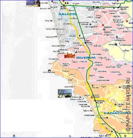 Administrativa mapa de Goa em ingles