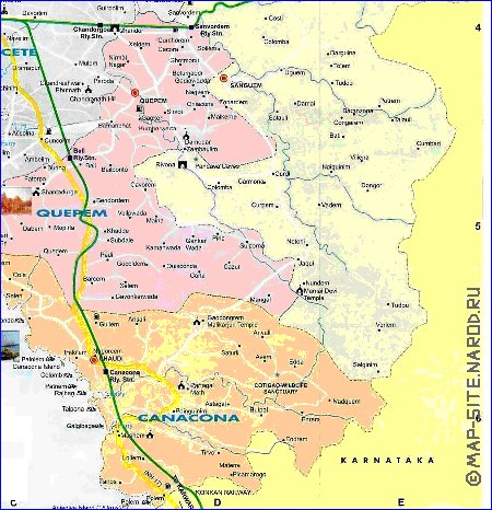 Administratives carte de Goa en anglais