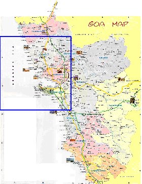 Administrativa mapa de Goa em ingles