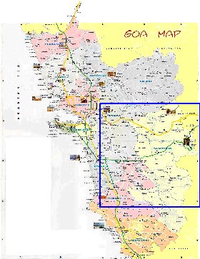 Administrativa mapa de Goa em ingles