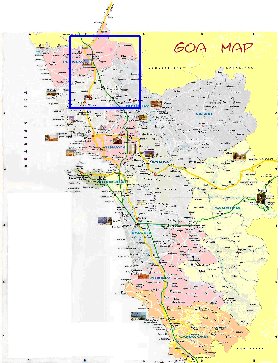 Administrativa mapa de Goa em ingles