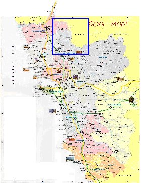 Administrativa mapa de Goa em ingles