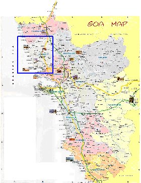 Administrativa mapa de Goa em ingles