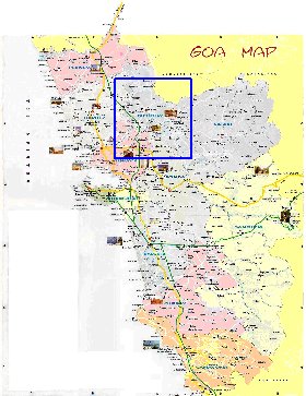 Administrativa mapa de Goa em ingles
