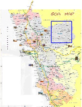 Administrativa mapa de Goa em ingles