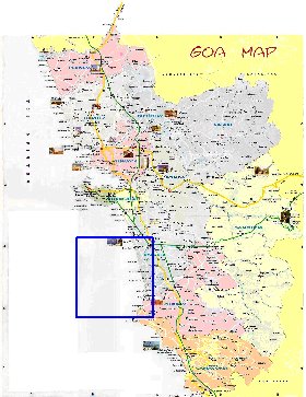 Administrativa mapa de Goa em ingles